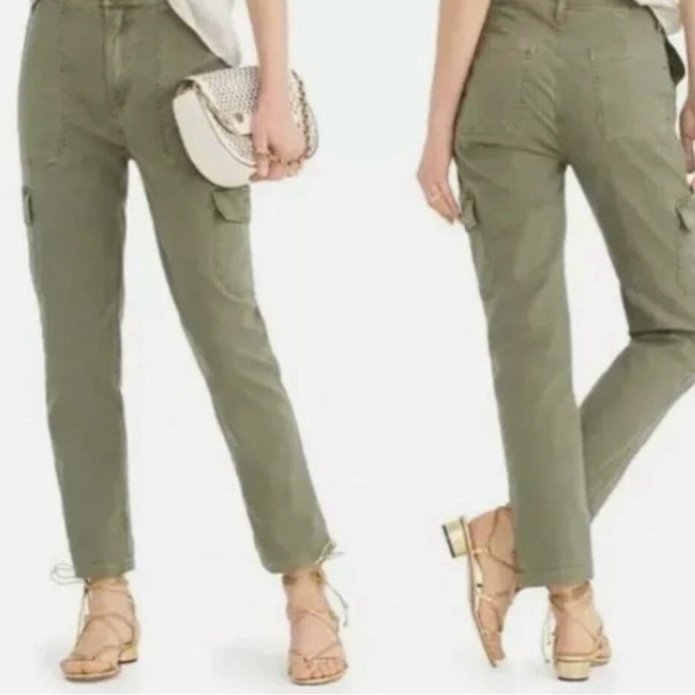 J.Crew The New Straight-Leg Cargo Pant Olive Green High Rise Twill Size 27